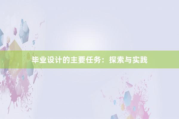 毕业设计的主要任务：探索与实践